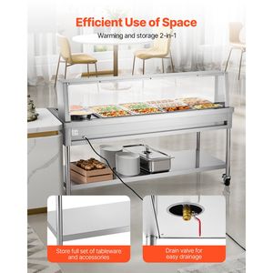 Scaldavivande Elettrico Professionale con 8 Vaschette + 2 Pentole 1800W, Controllo Manuale della Temperatura con Protezione - Product Image 6