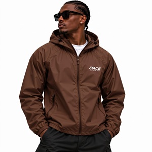 <b>mens</b> bright purple windbreaker <b>jacket</b> hooded water resistant lightweight nylon zip athletic <b>running</b> streetwear coat shell - Product Image 2