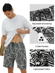 Men Quick Dry <b>Shorts</b> Print Elastic Waist Drawstring Beach Summer Casual Holiday Colorful White Top top mens swim beach - Product Image 4