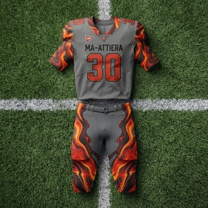 Conjunto de Pantalones Acolchados y Camiseta de Fútbol Americano Personalizada en Gris y Naranja, Uniforme de Equipo, Ropa Deportiva, Fabricante y Proveedor al por Mayor - Product Image 6