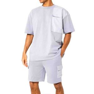 Conjunto de Camiseta y Pantalones Cortos Deportivos Casuales de Forro Polar Ecológico con Logotipo Personalizado para Hombre, 100% Algodón, Transpirable, de Secado Rápido, para Verano - Product Image 1