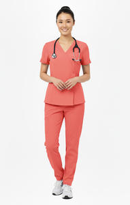 Ensemble de blouses médicales unisexes avec fermeture à boutons latéraux, uniforme d'hôpital, tissu léger et respirant en spandex/coton - Product Image 2