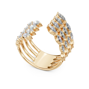 Luxury <b>Gold</b> Plated <b>Cocktail</b> <b>Ring</b> With Marquise Cut Diamond For Women Party Jewelry - Product Image 3