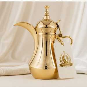Carafe à café Dallah en acier inoxydable doré brillant, style arabe, tradition du Moyen-Orient, vente en gros - Product Image 5