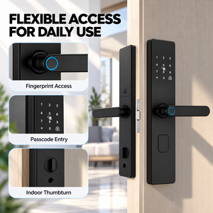 สมาร์ท<span class=keywords><strong>ล็อค</strong></span>ประตูพร้อมแอป Tuya และ TTLock รองรับหลายภาษา หลายโหมดปลดล็อค ใช้งานได้ทั่วโลก ผลิตตามแบบ OEM/ODM ปรับแต่งได้ - Product Image 3