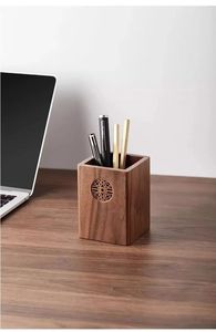 Porte-papeterie en bois contemporain, organiseur de stylos fonctionnel en bois pour étudiants, support élégant pour accessoires d'écriture en bois - Product Image 6
