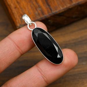 Pendentif en spinelle noire, fait main, en argent sterling 925, forme cœur, bijou en pierre naturelle, cadeau - Product Image 4