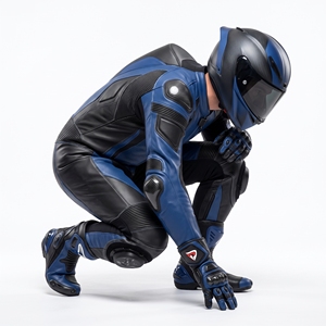 Combinaison de course moto personnalisable en cuir bleu et noir Dumela, protection intégrale, respirante, toutes saisons, pour adulte, sur mesure - Product Image 4