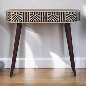 Classic Bone Inlay <b>Console</b> <b>Table</b> With Handcrafted Floral Artwork And Elegant Wooden Structure For Interiors - Product Image 1