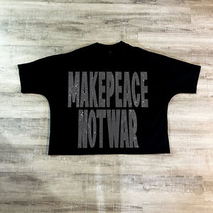 Camiseta de Algodón para Hombre con Logotipo Personalizado, de Alta Calidad, Estilo Urbano, con Pedrería, Corte Cuadrado y Manga Corta - Product Image 2