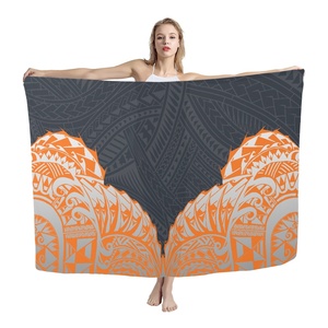 Paréo de plage maxi unique à imprimé tribal polynésien pour femme, cache-maillot de bain personnalisé, vêtement de plage imperméable, style hawaïen estival - Product Image 2