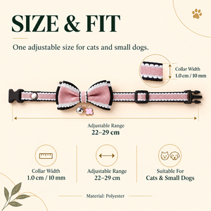 Collier pour animaux de compagnie réglable à double couche avec nœud papillon, clochette et breloque fleurie en polyester pour chats et petits chiens - Product Image 3