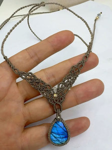 Collar con Colgante de Labradorita Negra Hecho a Mano, con Piedra de Gran Brillo, Estilo Boho, Étnico, Curativo, Joyería de Moda, Venta al Por Mayor por H - Product Image 2