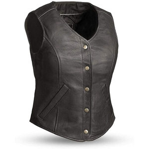 Chaleco de poliéster para mujer, cálido para invierno, estilo motociclista vintage, cuello en V, sin mangas, ropa exterior ajustada, impermeable, a prueba de viento, 320g - Product Image 4