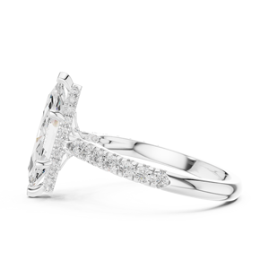 Anillos de diamantes, anillo de compromiso, oro sólido de 14K, diamante cultivado en laboratorio de 2.5 CT, corte marquesa y corte brillante redondo, colección de joyería de diamantes. - Product Image 6