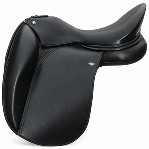 Selle d'équitation en cuir véritable noire, équipement équestre |   Conception à rabat complet avec selle sculptée et finition des bords soignée pour l'équitation - Product Image 1