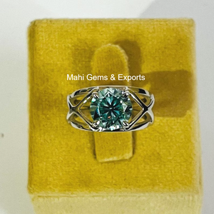 3.50 Ct Blue Lab Created Moissanite <b>Ring</b> Hand Made VVS Clarity Excellent Cut Gift For Her - Product Image 3