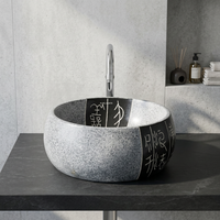 Lavabo de salle de bain moderne en céramique noir mat avec accessoire de vidange intégré