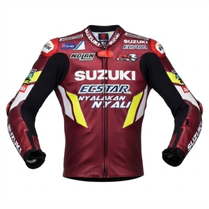Veste de moto en cuir de vachette Zuzuki CE Level 2 pour homme/Chaqueta, équipement de protection pour la course sur circuit - Product Image 1