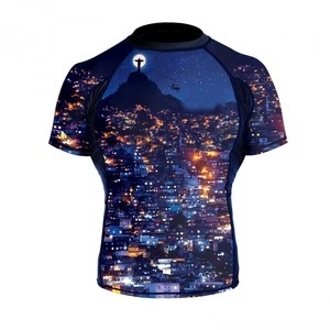 MMA Rashguard Compression Shirt Customizable Logo Digital Print Eco-Friendly Spandex/Polyester Unisex Wholesale BJJ Wear Washed - Product Image 5