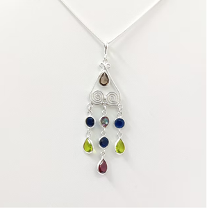 Pendentif ethnique léger de 2,9 g de style lustre, fabriqué en argent 925 avec plusieurs pierres, pour un usage quotidien, unisexe - Product Image 2