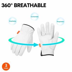 Guantes de Trabajo de Cuero de Cabra de Alta Calidad, Resistentes a la Abrasión y al Calor, para Actividades al Aire Libre, Jardinería, Duraderos - Product Image 3