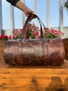 ใหม่ตะวันตกทําด้วยมือวินเทจสไตล์Toolledขนสัตว์หนังส่วนบุคคลDuffelกระเป๋าUnisex Cowhideขนสัตว์หนังกระเป๋าเดินทางขนาดใหญ่ - Product Image 5