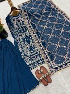 Fournisseur en gros : Nouveau design de tissu en soie jacquard épais, taille M-XXL, Salwar Kameez trois pièces pour mariée et femme, idéal pour les fêtes - Product Image 6