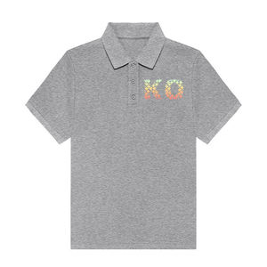 Polo Azul de Manga Corta para Hombre con Estampado de Letras KO, Corte Regular, Estilo Casual, Tejido Oxford - Product Image 4