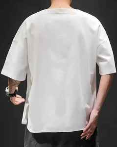 New Arrived 100% Cotton <b>Hip</b> Hop Men's Summer Casual T-Shirt Drop Shoulder Custom Printed Logo Loose Fit Comfortable Quick Dry - Product Image 6