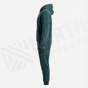 Mens Casual Solid Stylish Acid Wash Drawstring Distressed <b>Tracksuits</b> High Quality Hooded Jogging Wear Winter Collections - Product Image 3
