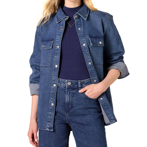 Women <b>Denim</b> Jacket Distressed Ripped Style Casual Streetwear Trendy Fashion <b>Coat</b> Custom Supplier - Product Image 4