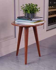 Table d'appoint ronde moderne en bois massif, table d'appoint trépied, table d'appoint en bois pour le salon, décoration intérieure - Product Image 1
