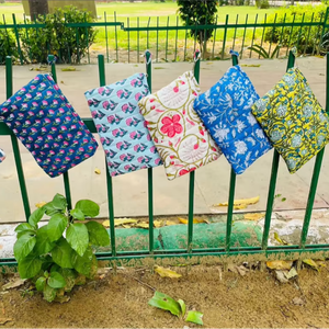 Boho Quilted Cosmetic Organizer | Large Vintage Wash Bags | Block Printed Make up Bag |Gift For Teengirl |Fabric Zipper Pouch - Product Image 1