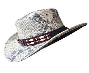 Unisex Snake Print leather Western Cowboy <b>Hat</b> Studded Wide Brim leather Outdoor Travel <b>Party</b> <b>Hat</b> - Product Image 4