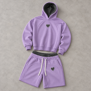 Conjuntos de Sudadera y Pantalones Cortos Coordinados con Cintura Ajustable para Pedidos al por Mayor, Diseños Personalizados, Ropa Casual para Uso Diario y Fines de Semana - Product Image 3