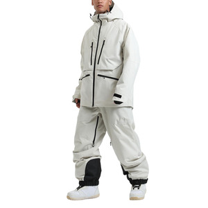 Conjunto de Chaqueta y Pantalones de Esquí Impermeables para Hombre, Traje de Snowboard con Capucha, Ropa de Nieve con Cierre, Color Blanco Hueso - Product Image 6
