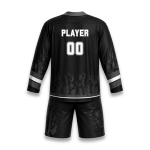 Custom Ice Hockey Jersey Set Blue White Sublimated V-Neck Full Sleeve <b>Moisture</b> Wicking 100% Polyester Adult Unisex Custom Team - Product Image 2