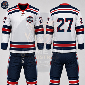 Sublimated Team Uniform Breathable Moisture Wicking Athletic Sportswear Factory Direct Custom Ice Hockey Jersey and Padded Pants - Product Image 6