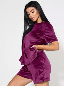 Conjunto Formal Transpirable de Dos Piezas 2026: Sudadera Corta con Cremallera de Algodón y Terciopelo Tejido, y Pantalones Cortos - Product Image 4