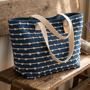 Bolso de Diseño Boho para Mujer, Muy Popular, a Rayas, Hermoso Bolso Tote Bohemio con Borlas Negras Múltiples, Bolso de Hombro Boho - Product Image 3