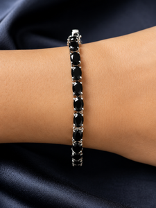 Luxvory Collection 7.5 Inch Green Onyx White Gold Plated 925 Sterling Silver Tennis <b>Bracelet</b> Unisex Luxury Jewelry - Product Image 3