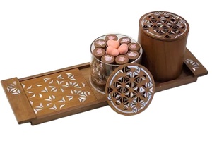 กล่องของขวัญตกแต่งอะคริลิคไข่มุกสดใสพร้อมฝาไม้ที่มีศิลปะเหมาะสำหรับความสุขเดือนรอมฎอนช็อคโกแลตและของตกแต่งบ้าน - Product Image 4