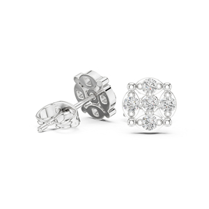 Boucles d'oreilles de fiançailles en or rose 14 carats avec diamant rond cultivé en laboratoire pour femmes |   Nouveau diamant cultivé - Product Image 4