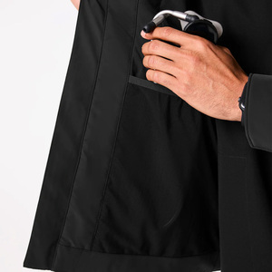 Men's Black Medical Scrub Jacket Polyester Woven Doctor Uniform Outerwear Hospital Workwear Apparel - Product Image 3