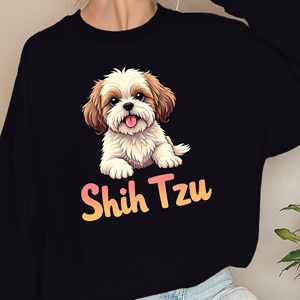 Sudaderas informales para mujer con ilustración de perro Shih Tzu estampado en punto - Product Image 4