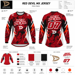 Vêtements de moto tout-terrain personnalisés en gros avec logo, chemise de course MX à manches longues pour hommes, maillot de motocross respirant en micro-mesh sublimé - Product Image 5