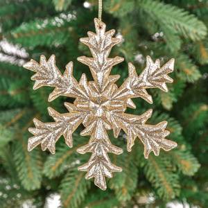Farmhouse Golden Star Christmas Ornament with <b>Snowflake</b> Design Hanging <b>Decoration</b> for Home Holiday Decor Rustic Style - Product Image 6