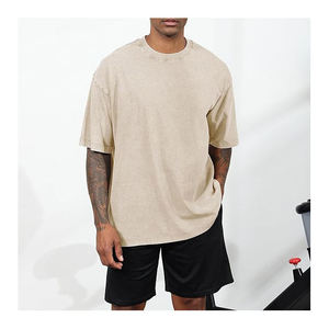 T-shirts pour hommes tendance, délavés à l'acide, coupe oversize à épaules tombantes, grammage lourd, coupe ample - Product Image 1