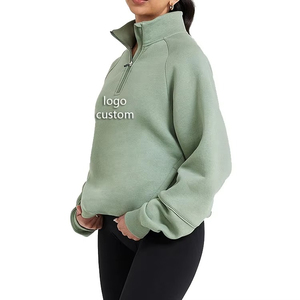 OEM Fashion Women Latest Design Wholesale Half Zipper <b>Hoodies</b> Top Quality Cotton <b>Polyester</b> <b>Hoodies</b> Casual Streetwear Custom - Product Image 3